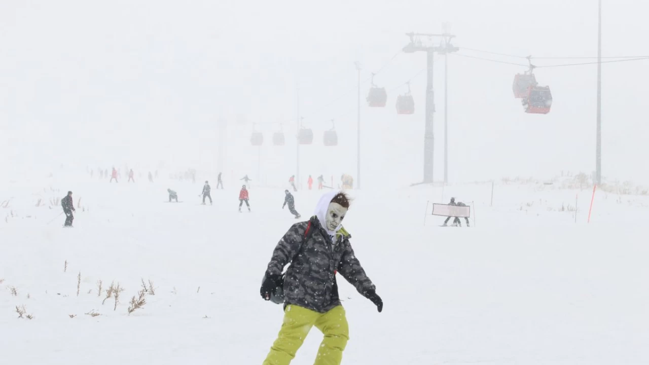 Colorful Masks and Helmets Bring Fun to Skiing in Erciyes